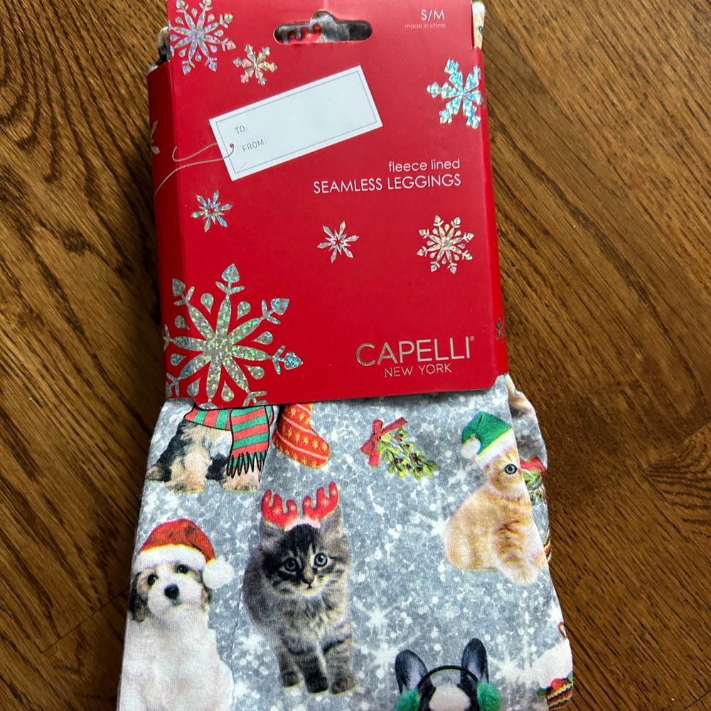 New w/tags Capelli New York Leggings Multicolor Christmas pets size S red & gray